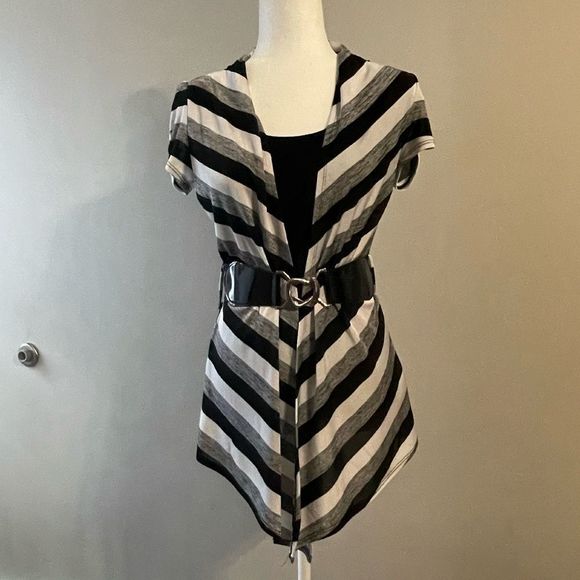 Heart Soul Tops - Juniors - Heart Soul Striped Shirt w/Belt and attached Tank Top